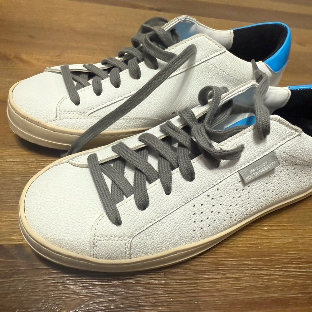 P448 Women’s Sneakers in White with Blue Highlights - Picture 5 of 11